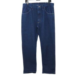 Rustler Regular Fit Straight Leg Jeans Mens 34x32 Heavyweight Dark Wash NEW